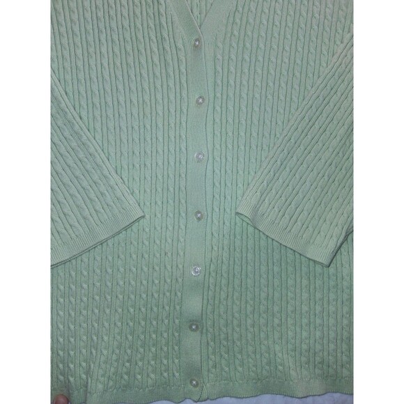 Jones NY Sweater Woman XL Green Button V Neck Rib Knit Tunic Stretch Casual Work - Picture 2 of 4